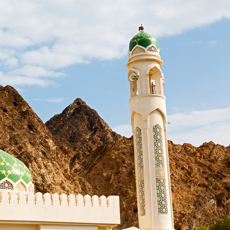 minaret and religion in clear sky in oman muscat the old mosqueの写真素材