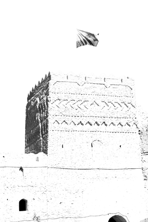 in iran the old castle near saryadz brick and skyのeditorial素材