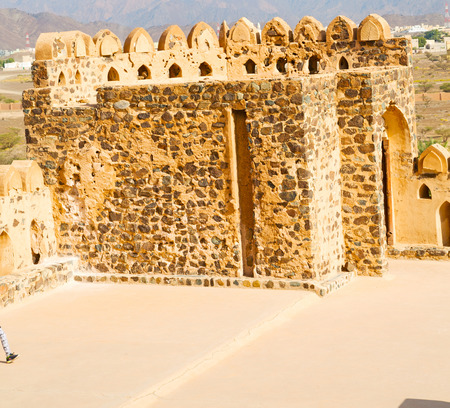 fort battlesment sky and    star brick in oman   muscat the old defensiveのeditorial素材