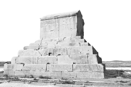 in iran   pasargad the old construction  temple and grave columnのeditorial素材