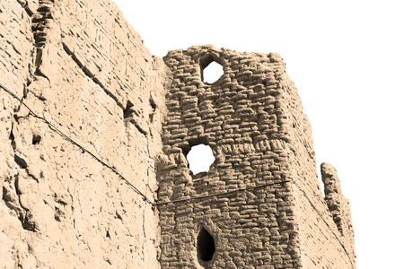 in iran the old castle near saryadz brick and skyのeditorial素材