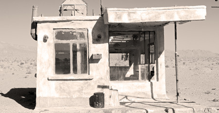 blur in iran old gas station  the desert mountain background and nobodyの写真素材