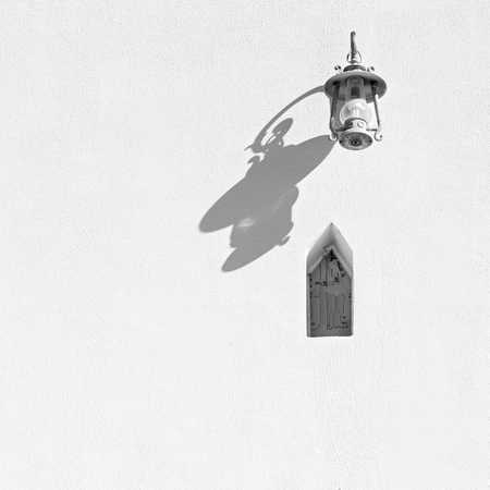 in oman the street lamp in a old wallの写真素材