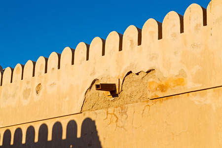 fort battlesment sky and   star brick in oman muscat the old defensiveのeditorial素材