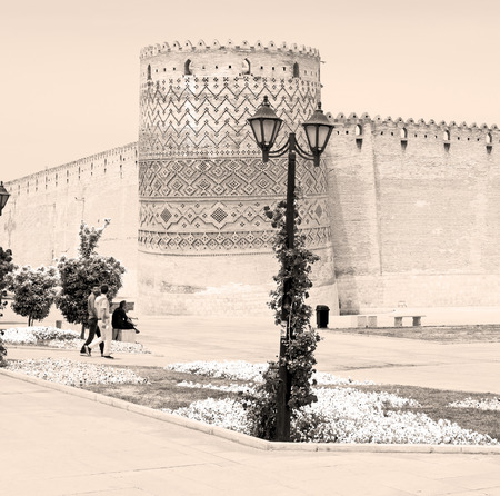 in iran shiraz the old castle   city defensive architecture near a gardenのeditorial素材