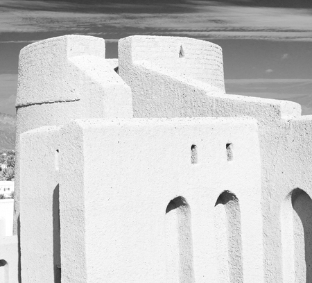 fort battlesment sky and    star brick in oman   muscat the old defensiveの写真素材