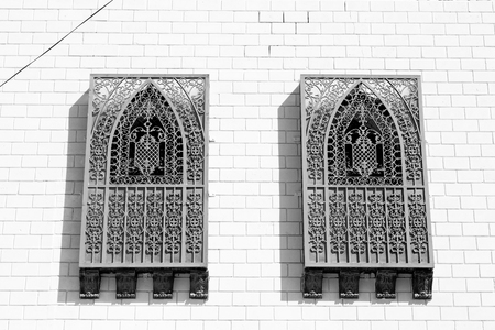 in oman the old ornate window  for the mosqueの写真素材