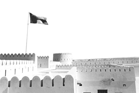 fort  battlesment sky and    star brick in oman    muscat the old defensive