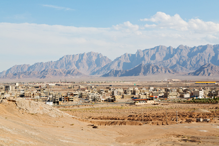 blur in iran near yazd the antique zoroastrian temple abandonated house and contructionの写真素材