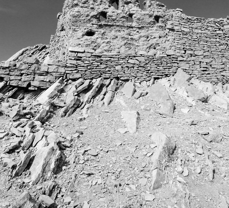 village house and  cloudy sky in   oman the old abandonedの写真素材