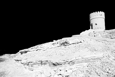 fort battlesment sky and   star brick in oman muscat the old defensiveのeditorial素材