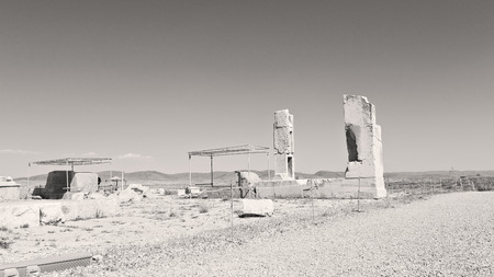 blur  in iran   pasargad the old construction  temple and grave column blur