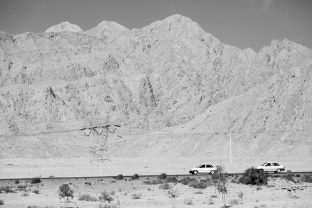 in iran blur mountain and landscape from the window  of a carのeditorial素材