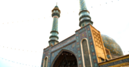 blur in iran  and old antique mosque    minaret religion  persian architectureの写真素材