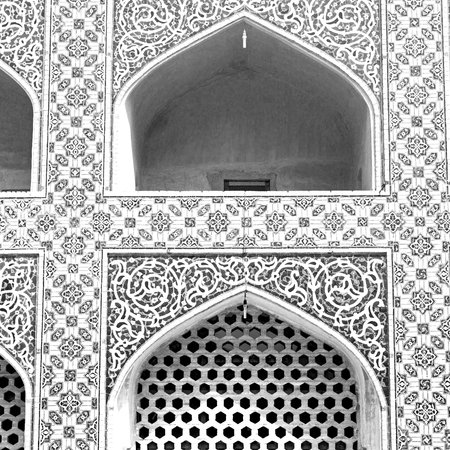 blur in iran the old decorative flower  tiles from antique mosque like backgroundの写真素材