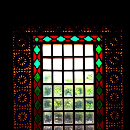 in iran blur colors from the windows the old mosque traditional scenic lightのeditorial素材