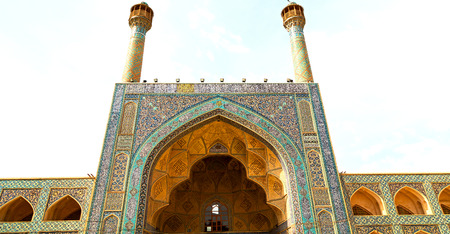 blur in iran the old decorative flower  tiles from antique mosque like backgroundの写真素材