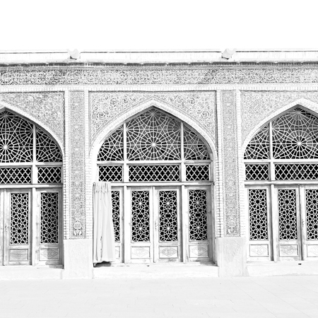 in iran the old   mosque and traditional wall tile incision near minaretの写真素材