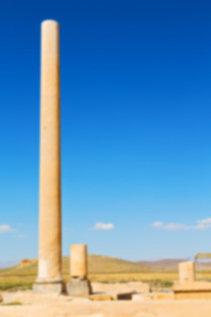 blur  in iran   pasargad the old construction  temple and grave column blurの写真素材