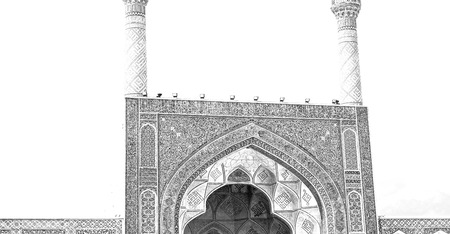 blur in iran the old decorative flower  tiles from antique mosque like backgroundの写真素材