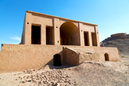 blur in iran near yazd the antique zoroastrian temple abandonated house and contructionの写真素材