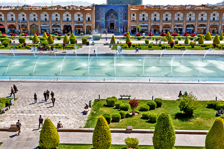 blur in iran   the old square of isfahan prople garden tree heritage tourism and mosqueのeditorial素材