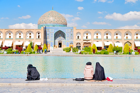 blur in iran   the old square of isfahan prople garden tree heritage tourism and mosqueのeditorial素材