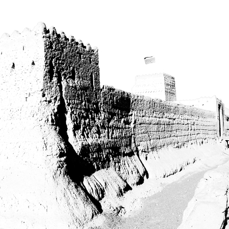 in iran the old castle near saryadz brick and skyのeditorial素材