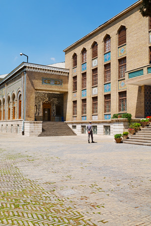 in iran antique palace golestan gate  and garden old eritage and historical placeのeditorial素材