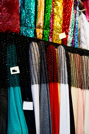 blur in iran scarf in a market texture abstract of colors and bazaar accessory