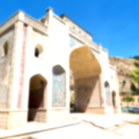 blur in iran shiraz the old gate arch historic entrance for the old city and nature flowerの写真素材