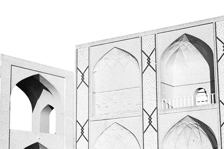 in iran the old mosque and traditional wall tile incision near minaretの写真素材