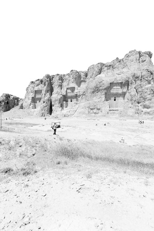 blur in iran near persepolis the old ruins historical destination monuments and mountainの写真素材