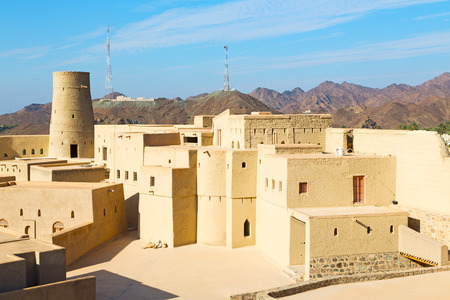 fort battlesment sky and    star brick in oman   muscat the old defensiveのeditorial素材