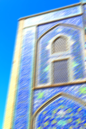 blur in iran the old decorative flower  tiles from antique mosque like backgroundの写真素材