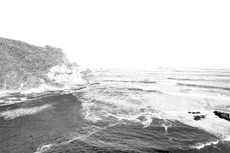 blur in south africa   sky ocean  tsitsikamma reserve nature and rocksの写真素材