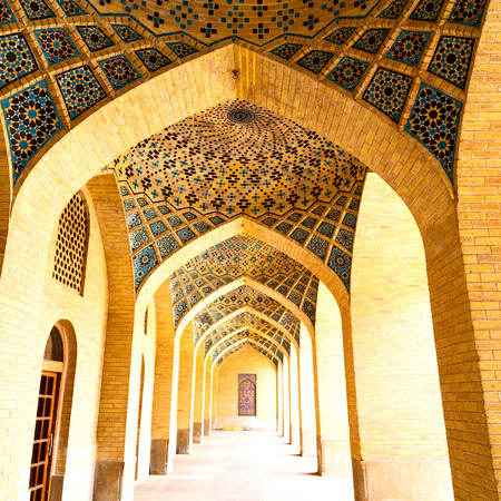 in iran shiraz the corridor passage old mosque and wall arch for islm religionのeditorial素材