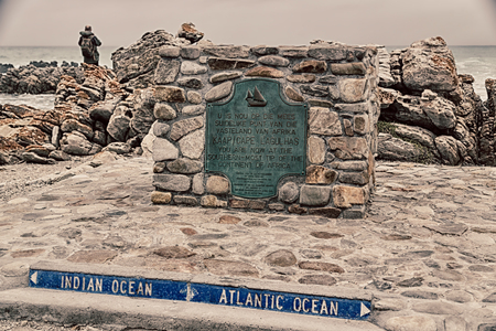 in south africa  road sign of cape agulahs the most southern african pointのeditorial素材