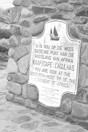 in south africa  road sign of cape agulahs the most southern african pointのeditorial素材