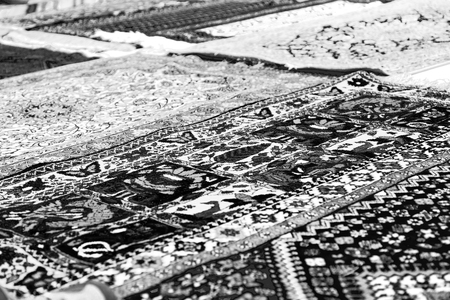 blur in iran antique carpet textile  handmade beautiful arabic ornamentの写真素材