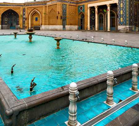 blur in iran  and old antique mosque    minaret religion  persian architectureの写真素材