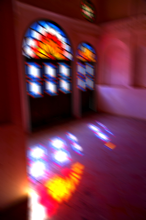 in iran blur colors from the windows the old mosque traditional scenic lightの写真素材