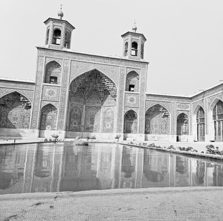 in iran the old   mosque and traditional wall tile incision near minaretの写真素材