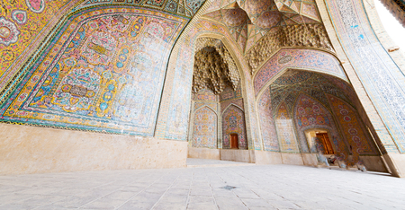 in iran the old   mosque and traditional wall tile incision near minaretのeditorial素材