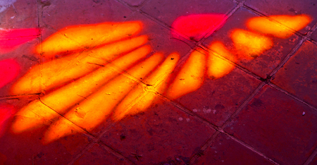 in iran blur colors from the windows the old mosque traditional scenic lightの写真素材
