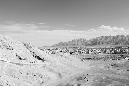 blur in iran near yazd the antique zoroastrian temple abandonated house and contructionの写真素材