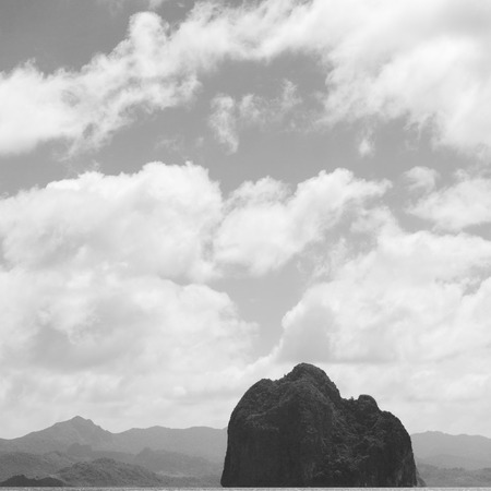 in philippines island the pacific ocean clouds and lights view from a boatの写真素材