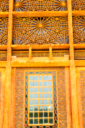 blur in iran shiraz the old persian   architecture window and glass in backgroundの写真素材