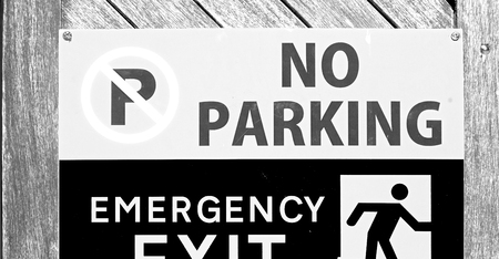 blur  in south africa  emergency  exit signal and no parking iconの写真素材