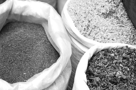 blur  in iran bazaar  old market spice ingredient for food exotic herbの写真素材